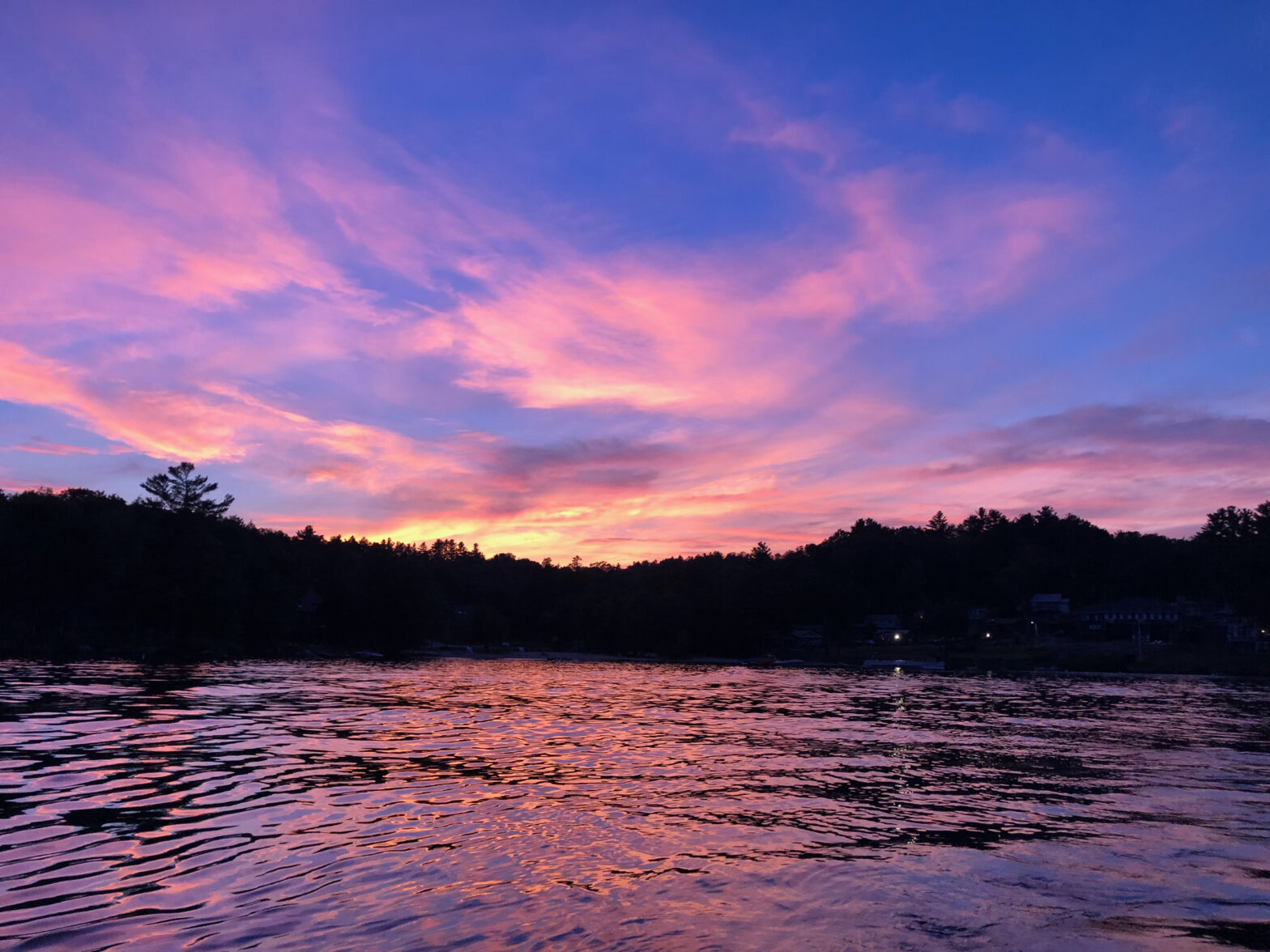 Lake Sunapee sunset purple sky